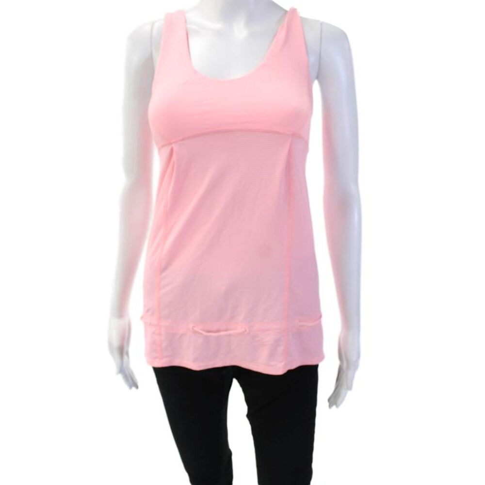 Lululemon Womens Scoop Neck Sleeveless Striped Active Tank Top Pink Size 4